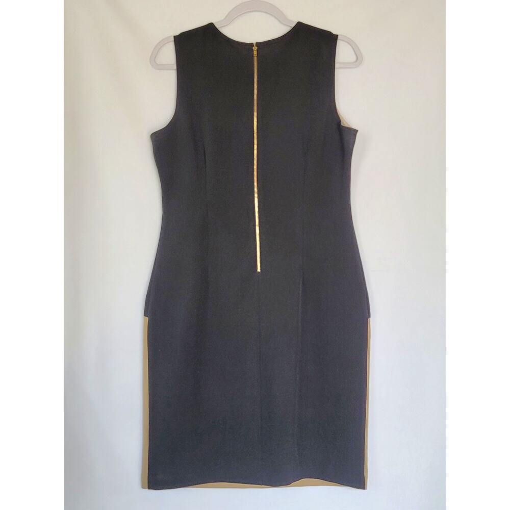 Classic DressBarn Colorblock Black Tan White Sheath Midi Dress Women's Size 8 - Picture 3 of 9